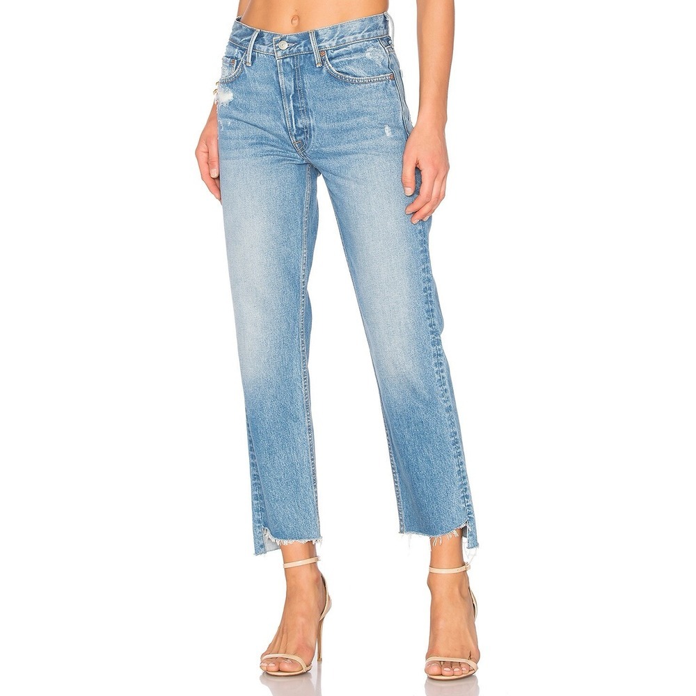 GRLFRND PETITE Helena High-Rise Straight Crop in Psychedelic Shack Button Fly 27